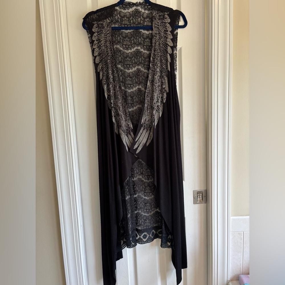 Chic Black Lace Women's Cardigan